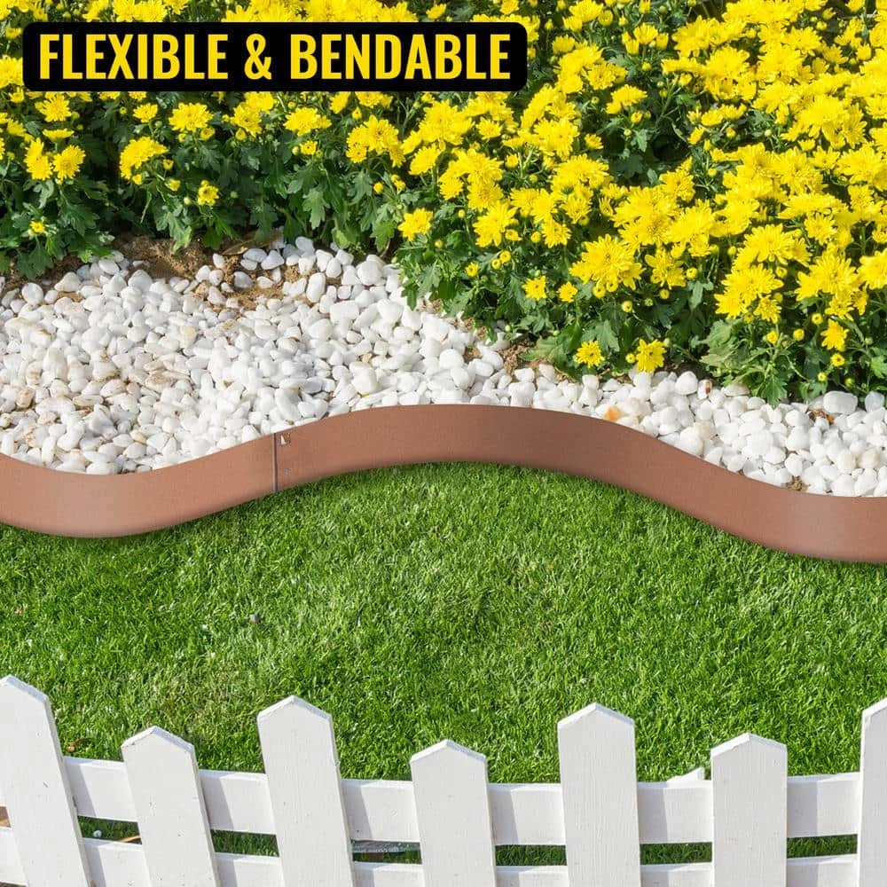 3 In. X 39 In. Steel Lawn Edging Garden Edging Border Landscaping Metal Edging Brown Lawn Edge For Yard (5-Pieces) 6 3 In. X 39 In. Steel Lawn Edging Garden Edging Border Landscaping Metal Edging Brown Lawn Edge For Yard (5-Pieces) - Image 4