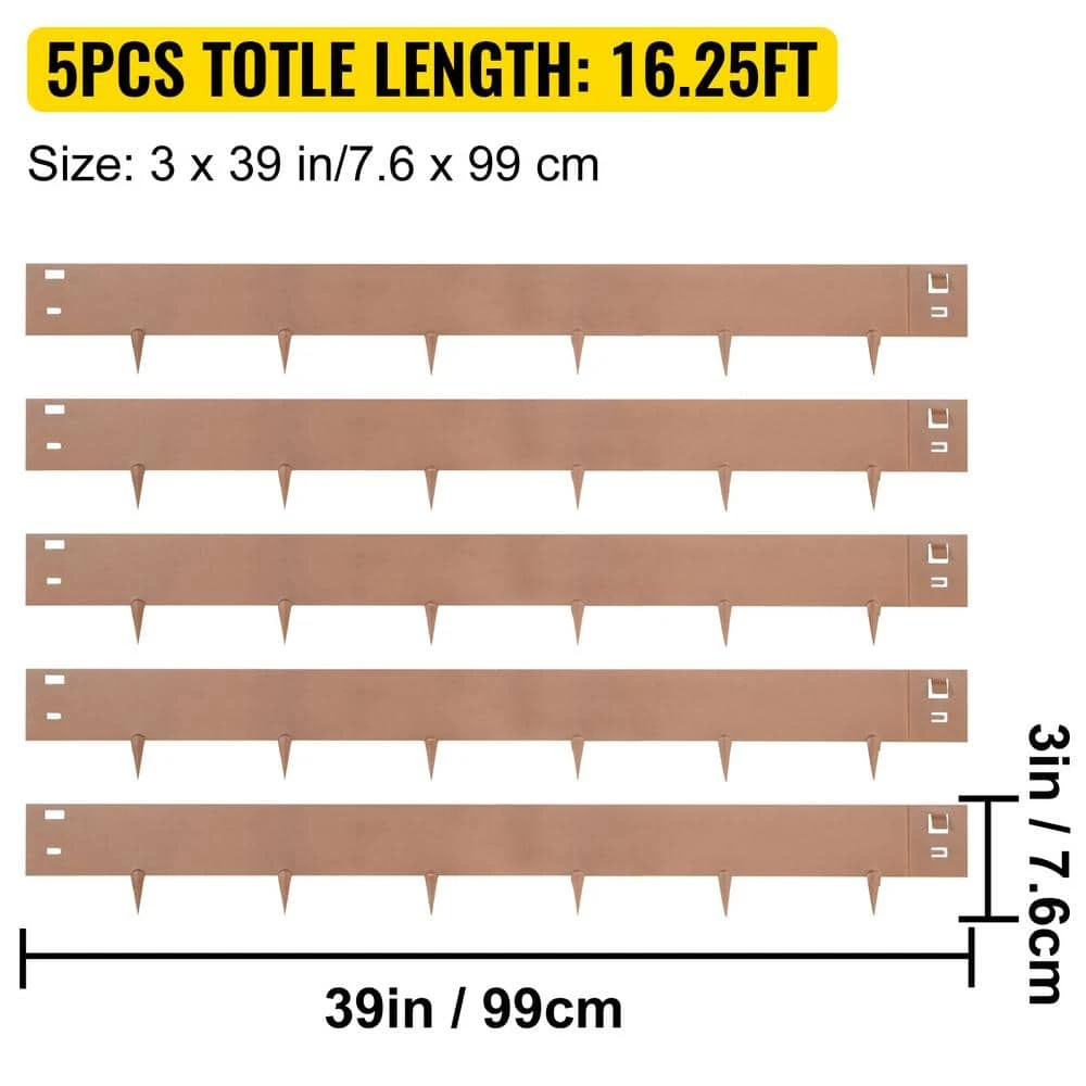 3 In. X 39 In. Steel Lawn Edging Garden Edging Border Landscaping Metal Edging Brown Lawn Edge For Yard (5-Pieces) 5 3 In. X 39 In. Steel Lawn Edging Garden Edging Border Landscaping Metal Edging Brown Lawn Edge For Yard (5-Pieces) - Image 3