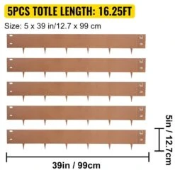 Steel Lawn Edging 5-Pieces Metal Landscape Edging 5 In. X 39 In. Garden Edging Border Grown Steel Border For Garden Yard -Patio Furniture Shop brown vevor metal edging pyczs5pcs5 39vqf2v0 4f 1000