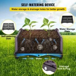 Plastic Raised Garden Bed Set Of 4 Planter Grow Box 14.5 In. H Self-Watering Elevated Raised Planter Boxes, Purple -Patio Furniture Shop brown vevor raised planter boxes slzzctjg137cmzsgnv0 1f 1000