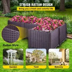 Plastic Raised Garden Bed Set Of 4 Planter Grow Box 14.5 In. H Self-Watering Elevated Raised Planter Boxes, Purple -Patio Furniture Shop brown vevor raised planter boxes slzzctjg137cmzsgnv0 fa 1000