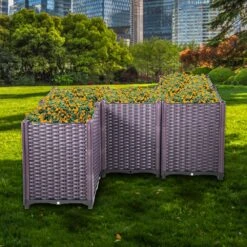 Plastic Raised Garden Bed 20.5 In. H Flower Box Kit Purple Raised Planter Boxes Set Of 5 Raised Garden Planter -Patio Furniture Shop brown vevor raised planter boxes szfxwlg52cmrb28slv0 31 1000