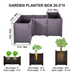Plastic Raised Garden Bed 20.5 In. H Flower Box Kit Purple Raised Planter Boxes Set Of 5 Raised Garden Planter -Patio Furniture Shop brown vevor raised planter boxes szfxwlg52cmrb28slv0 44 1000