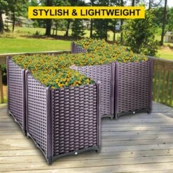 Plastic Raised Garden Bed 20.5 In. H Flower Box Kit Purple Raised Planter Boxes Set Of 5 Raised Garden Planter -Patio Furniture Shop brown vevor raised planter boxes szfxwlg52cmrb28slv0 fa 1000