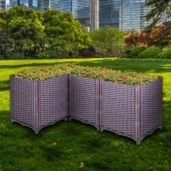 Plastic Raised Garden Bed 20.5 In. H Flower Box Kit Raised Planter Set Of 4 Raised Planter Boxes For Outdoor -Patio Furniture Shop brown vevor raised planter boxes zfxslg52cmhvfyr1lv0 31 1000