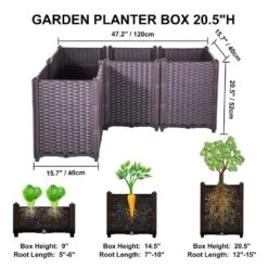 Plastic Raised Garden Bed 20.5 In. H Flower Box Kit Raised Planter Set Of 4 Raised Planter Boxes For Outdoor -Patio Furniture Shop brown vevor raised planter boxes zfxslg52cmhvfyr1lv0 44 1000