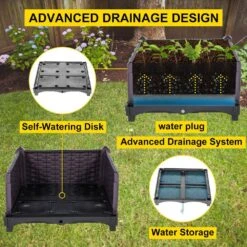 Plastic Raised Garden Bed 20.5 In. H Flower Box Kit Raised Planter Set Of 4 Raised Planter Boxes For Outdoor -Patio Furniture Shop brown vevor raised planter boxes zfxslg52cmhvfyr1lv0 4f 1000