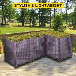 Plastic Raised Garden Bed 20.5 In. H Flower Box Kit Raised Planter Set Of 4 Raised Planter Boxes For Outdoor -Patio Furniture Shop brown vevor raised planter boxes zfxslg52cmhvfyr1lv0 fa 1000