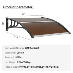Window Door Awning Canopy 40 In. X 40 In. UPF 50+ Polycarbonate Entry Door Outdoor Window Awning Door Overhang Awning -Patio Furniture Shop brown vevor shade cloths mczypyczs4040a515v0 76 1000