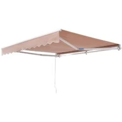 Manual Retractable Awning 13 Ft. X 8 Ft. Outdoor Patio Awning Retractable Sun Shade Water-Resistant Polyester