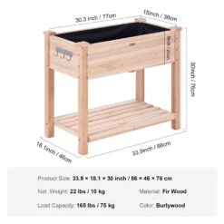 Raised Garden Bed 33.9 In. X 18.1 In. X 30 In. Wooden Planter Box With Hooks On The Side Outdoor Planting Boxes -Patio Furniture Shop burlywood vevor raised planter boxes gjsm864676cm1a23mv0 76 1000