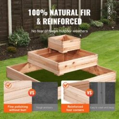 Raised Garden Bed 3.7 Ft. X 3.7 Ft. X 1.7 Ft. Wooden Planter Box With Open Base Outdoor Planting Boxes -Patio Furniture Shop burlywood vevor raised planter boxes ld11311351cm1pkzav0 1f 1000