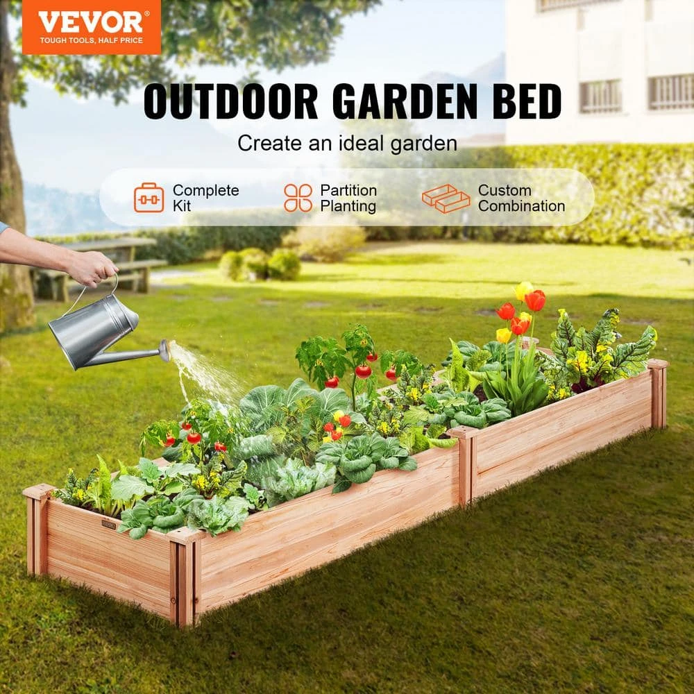 Raised Garden Bed 8 Ft. X 2 Ft. X 1 Ft. Wooden Planter Box With Open Base Outdoor Planting Boxes 4 Raised Garden Bed 8 Ft. X 2 Ft. X 1 Ft. Wooden Planter Box With Open Base Outdoor Planting Boxes - Image 2
