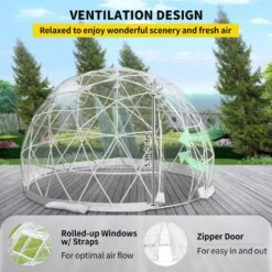 Garden Dome 12 Ft. X 12 Ft. X 7.2 Ft. PVC Antifreeze Film Geodesic Dome With Door And Windows For Sunbubble, Clear -Patio Furniture Shop clear vevor canopy tents xkzp12ft000000001v0 44 1000