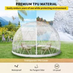 Garden Dome 12 Ft. X 12 Ft. X 7.2 Ft. PVC Antifreeze Film Geodesic Dome With Door And Windows For Sunbubble, Clear -Patio Furniture Shop clear vevor canopy tents xkzp12ft000000001v0 4f 1000
