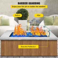 Fire Pit Wind Guard 29.5 In. X 13.6 In. X 4 In. Fire Pit Tempered Glass Wind Guard Fence 0.3 In. Thick Fire Pit Insert -Patio Furniture Shop clear vevor fire pit covers and accessories ffb29x13x4 5yc001v0 1f 1000