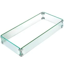 Fire Pit Wind Guard 29.5 In. X 13.6 In. X 4 In. Fire Pit Tempered Glass Wind Guard Fence 0.3 In. Thick Fire Pit Insert