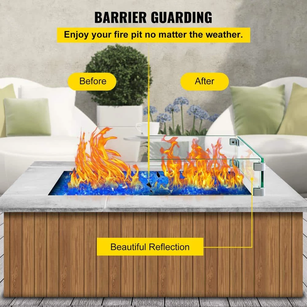 Outdoor Fire Pit Wind Guard 41.8 X 18 X 6 In. Glass Flame Guard 0.24 In. Thickness Rectangle Fire Wind Guard Fence 6 Outdoor Fire Pit Wind Guard 41.8 X 18 X 6 In. Glass Flame Guard 0.24 In. Thickness Rectangle Fire Wind Guard Fence - Image 4
