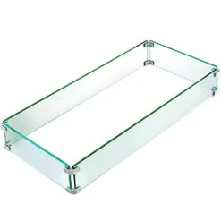 Outdoor Fire Pit Wind Guard 41.8 X 18 X 6 In. Glass Flame Guard 0.24 In. Thickness Rectangle Fire Wind Guard Fence