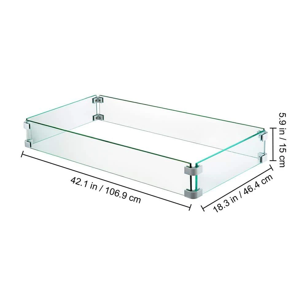 Outdoor Fire Pit Wind Guard 41.8 X 18 X 6 In. Glass Flame Guard 0.24 In. Thickness Rectangle Fire Wind Guard Fence 9 Outdoor Fire Pit Wind Guard 41.8 X 18 X 6 In. Glass Flame Guard 0.24 In. Thickness Rectangle Fire Wind Guard Fence - Image 7