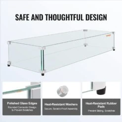 Glass Wind Guard For Rectangular Fire Pit Table 31 X 12.5 X 6.5 In. X 0.31 In. Thick Sturdy Tempered Glass Panel W/Feet -Patio Furniture Shop clear vevor fire pit covers and accessories fx30 511 56inmohvv0 44 1000