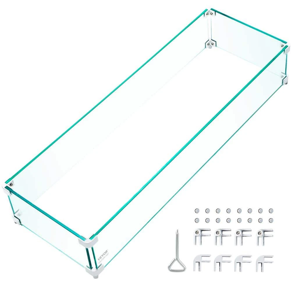 35.5 In. X 11.5 In. X 6 In. Fire Pit Wind Guard Rectangular Glass Shield 0.3 In. Thick Clear Tempered Glass Flame Guard 2 35.5 In. X 11.5 In. X 6 In. Fire Pit Wind Guard Rectangular Glass Shield 0.3 In. Thick Clear Tempered Glass Flame Guard