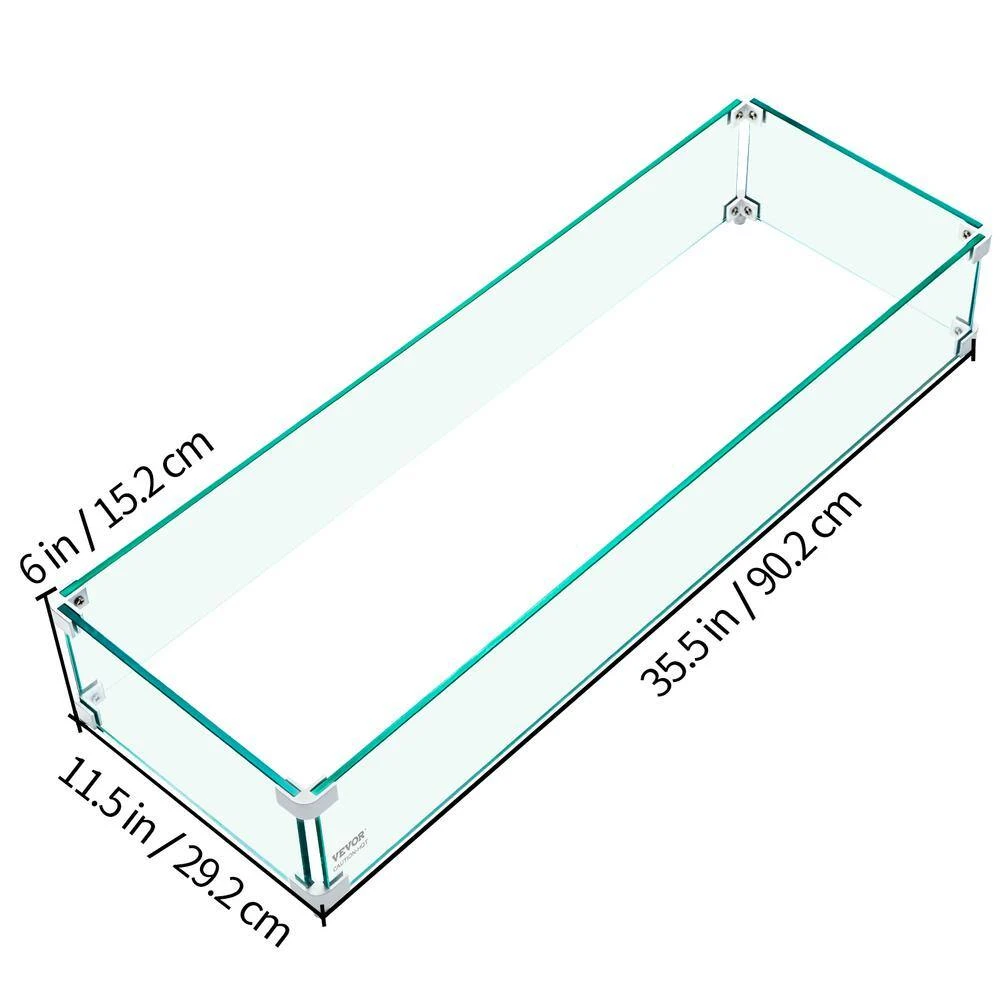 35.5 In. X 11.5 In. X 6 In. Fire Pit Wind Guard Rectangular Glass Shield 0.3 In. Thick Clear Tempered Glass Flame Guard 8 35.5 In. X 11.5 In. X 6 In. Fire Pit Wind Guard Rectangular Glass Shield 0.3 In. Thick Clear Tempered Glass Flame Guard - Image 7