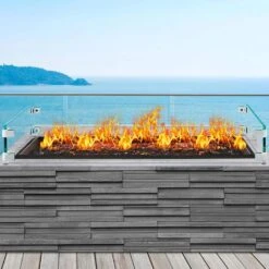 Fire Pit Wind Guard 38 X 10.5 X 6 In. Glass Wind Guard 0.3 In. Thick Rectangular Glass Shield For Propane,Gas,Outdoor -Patio Furniture Shop clear vevor fire pit covers and accessories fxff3810 56injwbgv0 31 1000