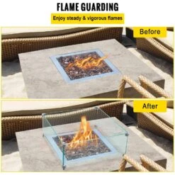 Fire Pit Wind Guard 14 X 14 X 6 In. Glass Wind Guard Rectangular Glass Shield 0.3 In. Thick Fire Table For Propane,Gas -Patio Furniture Shop clear vevor fire pit covers and accessories fxffbb14146ina0cav0 4f 1000