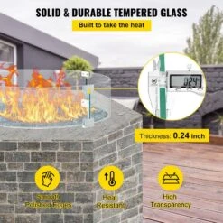 Fire Pit Wind Guard 22.8 X 22.8 X 6 In. Clear Tempered Glass Flame Guard 0.25 In. Thick Round Glass Shield For Outdoor -Patio Furniture Shop clear vevor fire pit covers and accessories yxblffbyc23673qvjv0 4f 1000