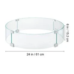 Fire Pit Wind Guard 24 X 24 X 6 In. Clear Tempered Glass Flame Guard 0.25 In.Thickness Round Glass Shield With Feet -Patio Furniture Shop clear vevor fire pit covers and accessories yxblffbyc246629sfv0 76 1000