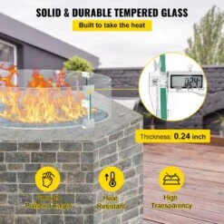 26 In. X 26 In. X 6 In. Round Glass Shield 0.25 In.Thickness Glass Flame Guard For Propane Fire Pit Wind Guard -Patio Furniture Shop clear vevor fire pit covers and accessories yxblffbyc266h8tv8v0 4f 1000
