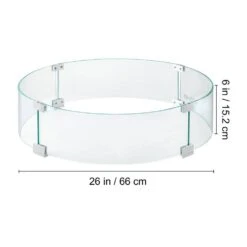 26 In. X 26 In. X 6 In. Round Glass Shield 0.25 In.Thickness Glass Flame Guard For Propane Fire Pit Wind Guard -Patio Furniture Shop clear vevor fire pit covers and accessories yxblffbyc266h8tv8v0 76 1000