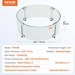 Fire Pit Wind Guard 29 X 8 In. Round Glass Flame Shield 0.24 In. Thick Fire Table Accessory Clear Tempered Glass Guard -Patio Furniture Shop clear vevor fire pit covers and accessories yxblffbyc296yxwc3v0 76 1000