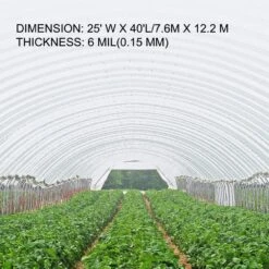 25 Ft. X 40 Ft. 6 Mil Greenhouse Film Corrosion And Tear-Resistant Clear UV Greenhouse Plastic For Landscaping Projects -Patio Furniture Shop clear vevor plant tree covers pewsm2540ft000001v0 4f 1000