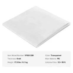 Greenhouse Plastic Sheeting 12 Ft. X 50 Ft. 6 Mil Thickness Clear Greenhouse Film Polyethylene Film 4 Year UV Resistant -Patio Furniture Shop clear vevor plant tree covers tmwsm1250yct3oy3cv0 76 1000