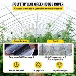 Greenhouse Film 24 Ft. X 100 Ft. Greenhouse Plastic Sheeting 6 Mil Thickness UV Proof Clear Polyethylene Cover -Patio Furniture Shop clear vevor plant tree covers tmwsm24ft100fs1kwv0 4f 1000