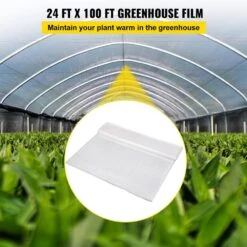 Greenhouse Film 24 Ft. X 100 Ft. Greenhouse Plastic Sheeting 6 Mil Thickness UV Proof Clear Polyethylene Cover -Patio Furniture Shop clear vevor plant tree covers tmwsm24ft100fs1kwv0 c3 1000