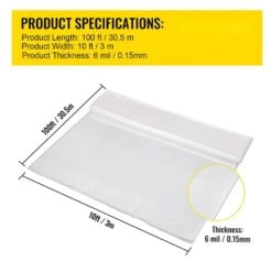 Greenhouse Film 10 Ft. X 100 Ft. Suncover Greenhouse 6 Mil Thickness UV Proof Farm Plastic Supply For Agriculture -Patio Furniture Shop clear vevor plant tree covers wstm101006milt1isv0 76 1000