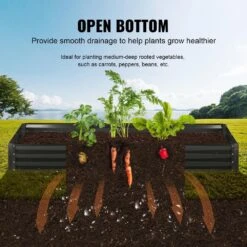 8 Ft. X 4 Ft. X 1 Ft. Galvanized Metal Outdoor Garden Bed With Safe Edging Planter Raised Box, Raised Garden Beds Kit -Patio Furniture Shop dark gray raised planter boxes ldsjszzctsh94c4eqv0 44 1000