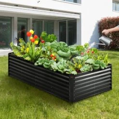 8 Ft. X 4 Ft. X 2 Ft. Large Metal Raised Planter Box With Open Bottom Garden Beds Outdoor Raised Garden Bed Kit -Patio Furniture Shop dark gray vevor raised planter boxes ldsjszzctsh94i35ev0 31 1000
