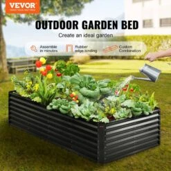 8 Ft. X 4 Ft. X 2 Ft. Large Metal Raised Planter Box With Open Bottom Garden Beds Outdoor Raised Garden Bed Kit -Patio Furniture Shop dark gray vevor raised planter boxes ldsjszzctsh94i35ev0 c3 1000