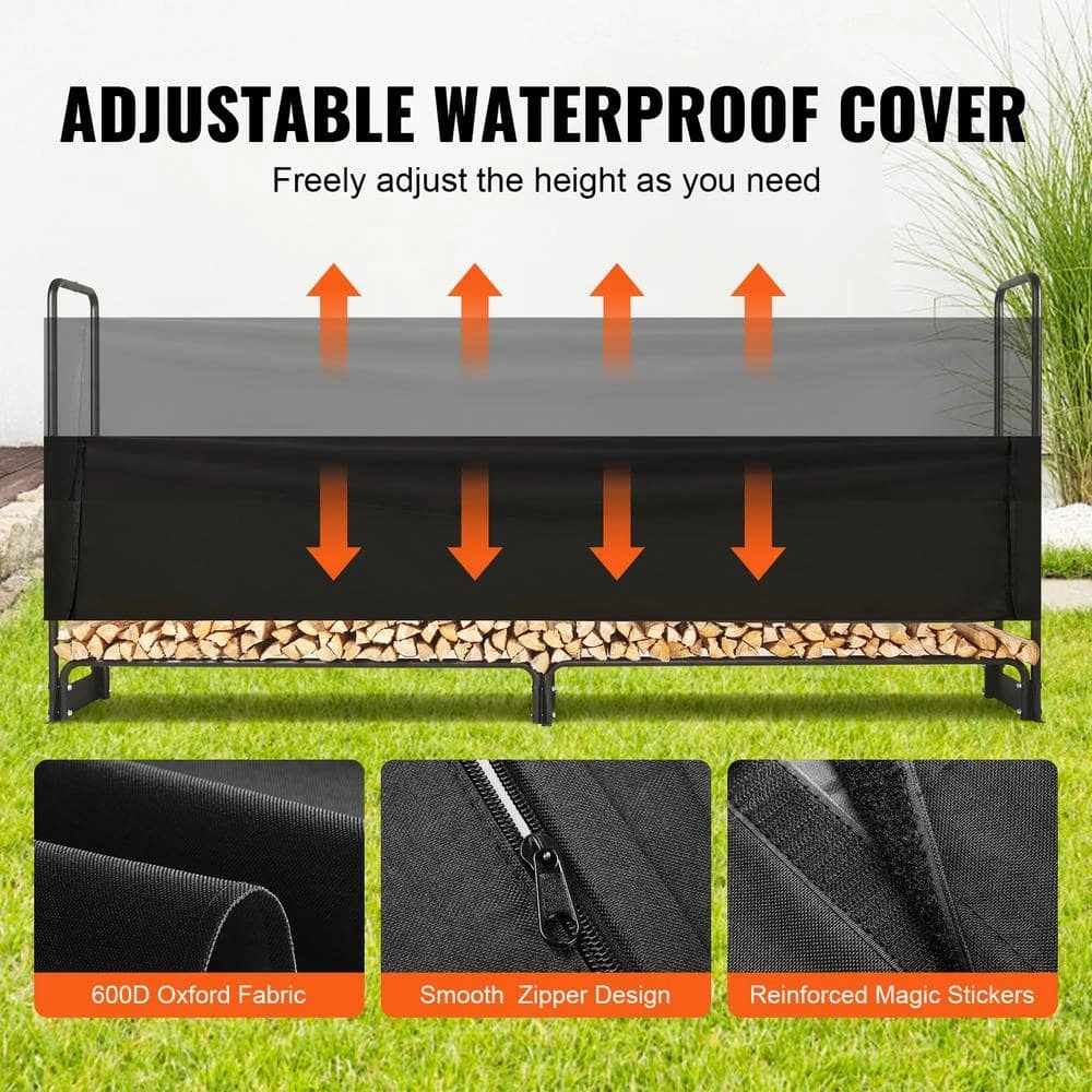 102 In. X 14.2 In. X 46.1 In., 8.5 Ft. Outdoor Firewood Rack With Cover Heavy-Duty Firewood Holder Waterproof Cover 6 102 In. X 14.2 In. X 46.1 In., 8.5 Ft. Outdoor Firewood Rack With Cover Heavy-Duty Firewood Holder Waterproof Cover - Image 4