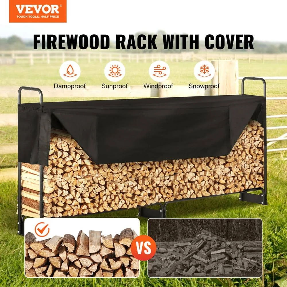 102 In. X 14.2 In. X 46.1 In., 8.5 Ft. Outdoor Firewood Rack With Cover Heavy-Duty Firewood Holder Waterproof Cover 4 102 In. X 14.2 In. X 46.1 In., 8.5 Ft. Outdoor Firewood Rack With Cover Heavy-Duty Firewood Holder Waterproof Cover - Image 2