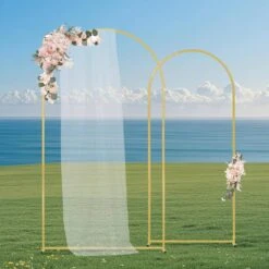 Wedding Arch Backdrop Stand, 7.2 Ft. And 6 Ft., 11.2 In. X 5.1 In., Set Of 2 Stand With Case Connection. Arbor -Patio Furniture Shop gold vevor arbors hlgmbjjbydjlv3eytv0 31 1000