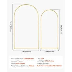 Wedding Arch Backdrop Stand, 7.2 Ft. And 6 Ft., 11.2 In. X 5.1 In., Set Of 2 Stand With Case Connection. Arbor -Patio Furniture Shop gold vevor arbors hlgmbjjbydjlv3eytv0 76 1000