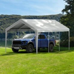 10 X 20 Ft. Carport Replacement Canopy Cover Garage Waterproof And UV Protected Grey (Only Top Cover Frame Not Include) 17 10 X 20 Ft. Carport Replacement Canopy Cover Garage Waterproof And UV Protected Grey (Only Top Cover Frame Not Include) -Patio Furniture Shop gray vevor canopy parts ckpb10x20fth2ell4v0 31 1000