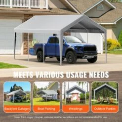 10 X 20 Ft. Carport Replacement Canopy Cover Garage Waterproof And UV Protected Grey (Only Top Cover Frame Not Include) 16 10 X 20 Ft. Carport Replacement Canopy Cover Garage Waterproof And UV Protected Grey (Only Top Cover Frame Not Include) -Patio Furniture Shop gray vevor canopy parts ckpb10x20fth2ell4v0 76 1000