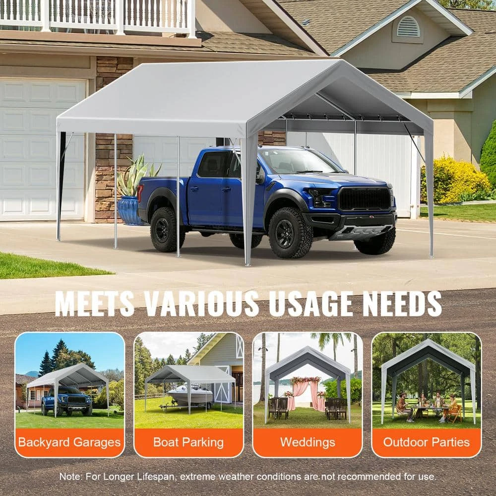 10 X 20 Ft. Carport Replacement Canopy Cover Garage Waterproof And UV Protected Grey (Only Top Cover Frame Not Include) 9 10 X 20 Ft. Carport Replacement Canopy Cover Garage Waterproof And UV Protected Grey (Only Top Cover Frame Not Include) - Image 7
