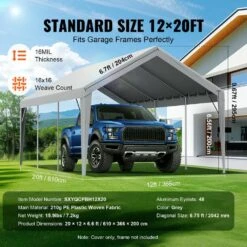 Carport Replacement Canopy Cover 12 Ft. X 20 Ft., Garage Top Tent Shelter Tarp Heavy-Duty Waterproof 12 Carport Replacement Canopy Cover 12 Ft. X 20 Ft., Garage Top Tent Shelter Tarp Heavy-Duty Waterproof -Patio Furniture Shop gray vevor canopy parts ckpb12x20fth7x9qgv0 1f 1000